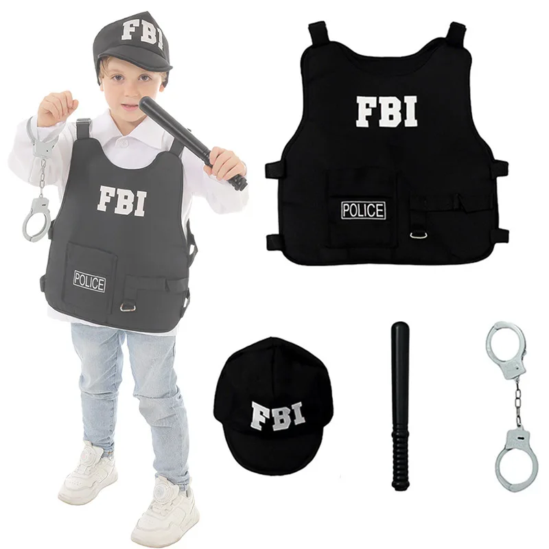 Dress Up America FBI Costume per bambini agente federale gioco di ruolo Cosplay con gilet agente di polizia cappello accessori per bambini piccoli