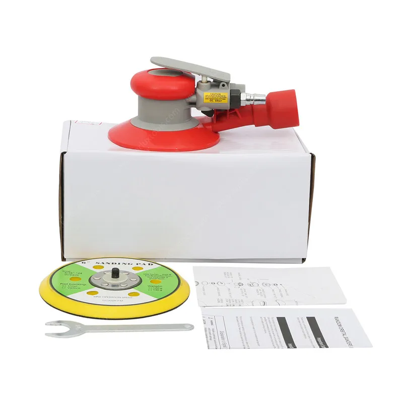 6 Inch(150mm)Center Vacuum Air Sander Pneumatic Orbital Polisher Eccentric Remove Dust Grinding Machine Palm Buffer Sanding Tool