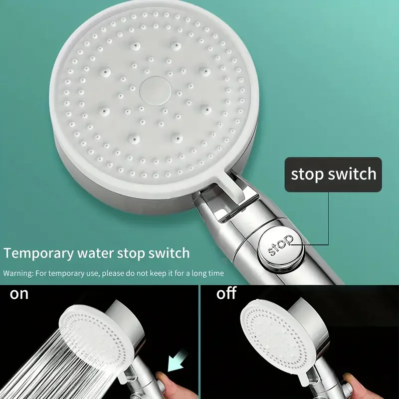 Ensemble de pomme de douche à main haute pression, 5 Modes, haute qualité, argent, filtre réglable, arrêt d'eau à un bouton, accessoires de douche