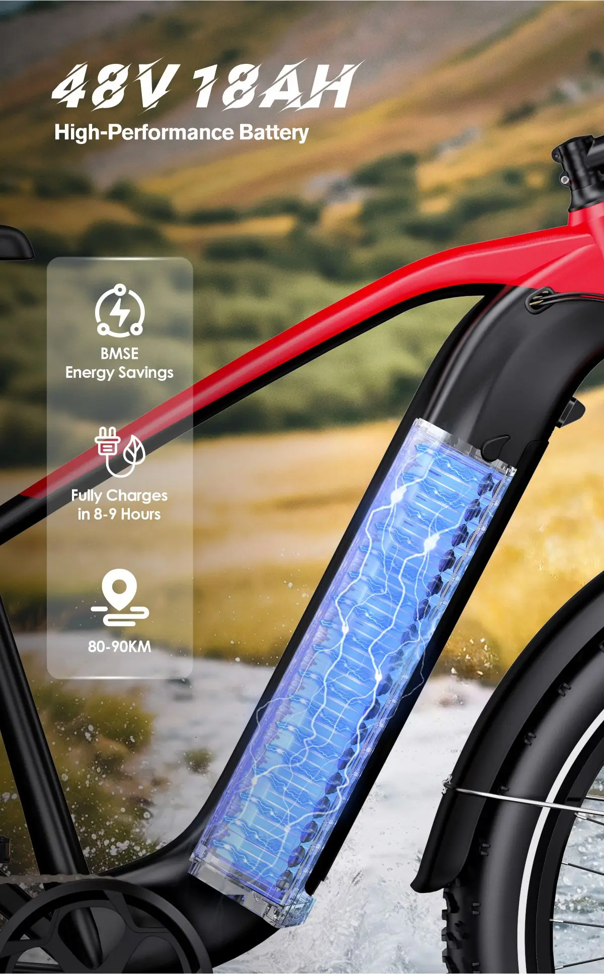 Duotts F26 Lite Elektrofahrrad 48V18Ah Lithium-Akku Bürstenloser Motor E-Bike Doppelte Hydraulische Bremse Elektrofahrrad – Detail 5