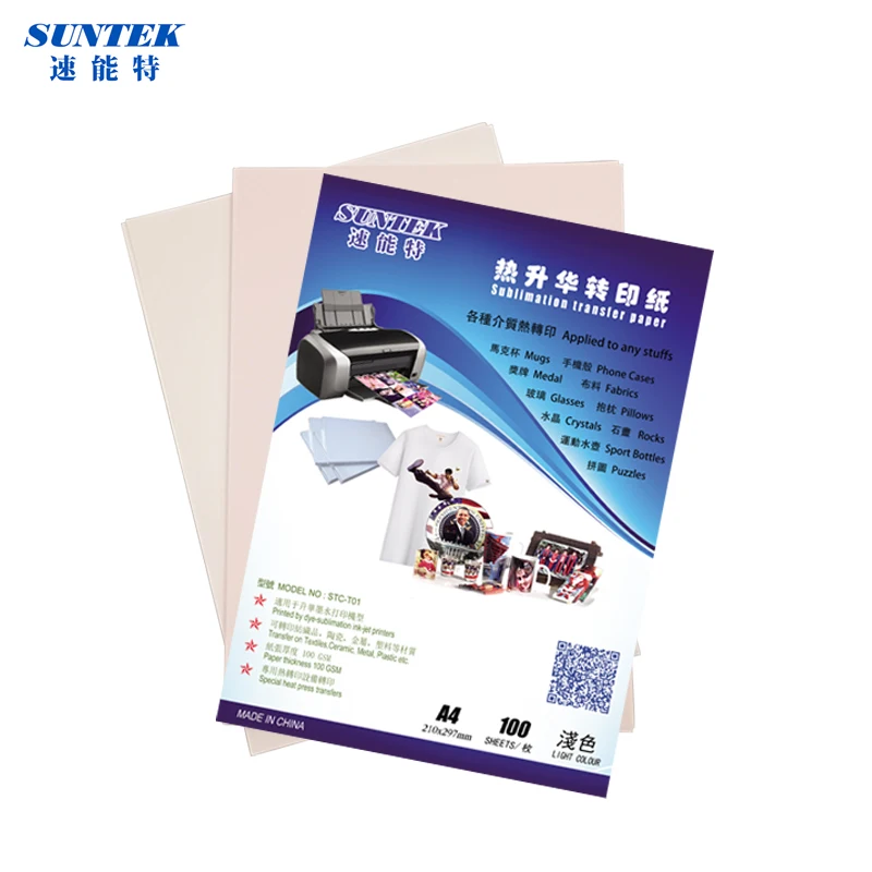Sublimation Heat Transfer Paper A4 160gsm T-shirt Transfer Paper For Inkjet Printer Light Color Cotton Textile 50 sheets/bag