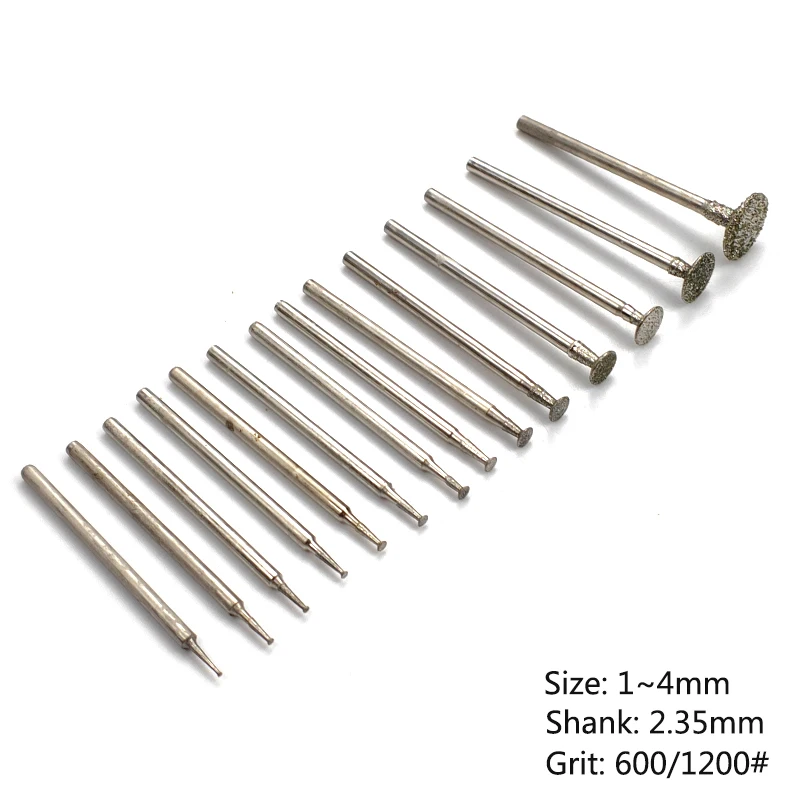 

5Pcs 2.35mm Shank 1~4mm H-Needle Bowl Shaped Electroplated Diamond Head Burr Grinding Engraving Bit for Dremel Rotary Tools