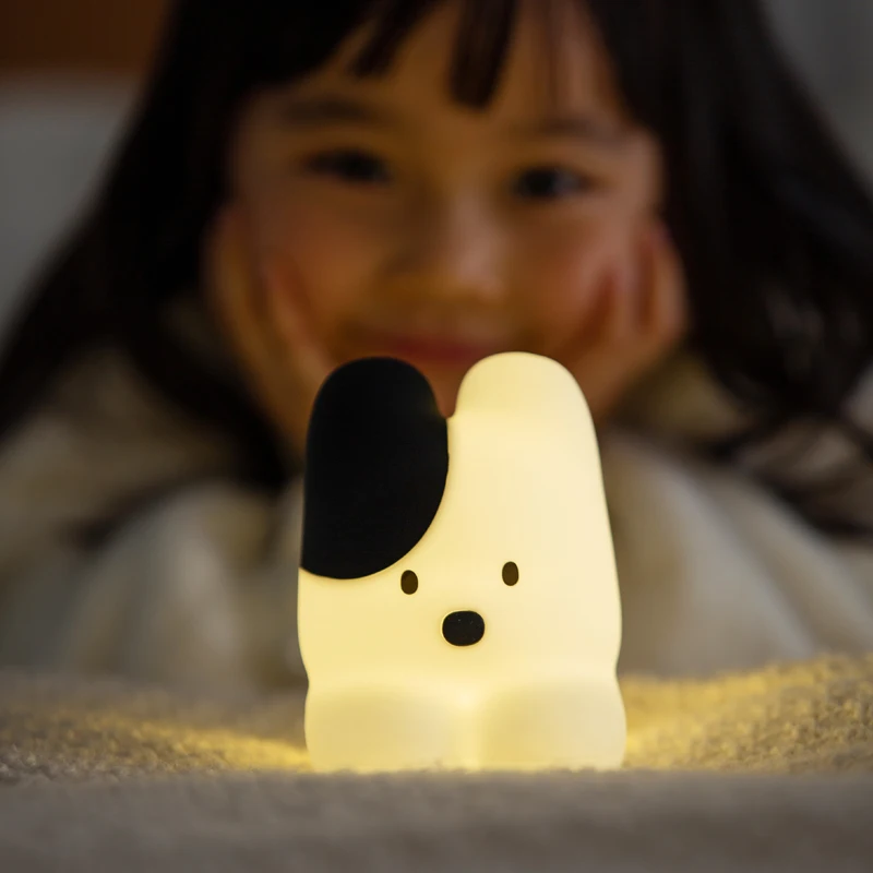 Adorable Cat Silicone Night Light, Soft LED Tap Lamp for Kids, USB Rechargeable Bedside Light, Cute Nursery Decor Sleep Aid Gif