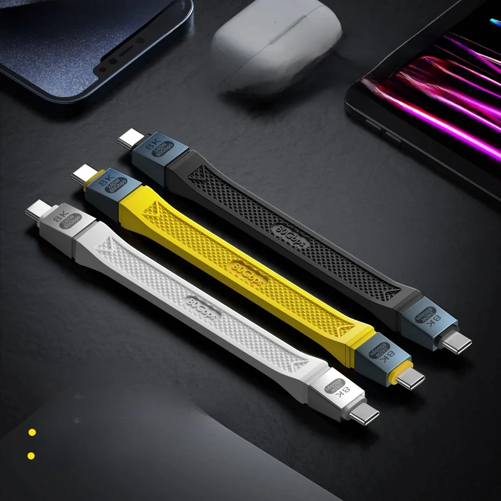 Câble Thunderbolt 5 Type C USB4 2.0 80Gbps Gen4 USB C vers egpu 16K PD 240w câble court unidirectionnel 120Gbps Compatible Thunderbolt 4/3