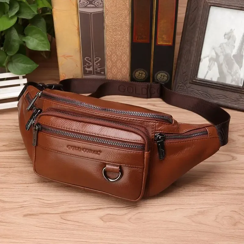 Echtes Leder Taille Fanny Pack Tasche Für Männer Reise Retro Natürliche Haut Männlichen Geldbörse Kreuz Körper Sling Brust Hüfte Bum Gürtel Taschen