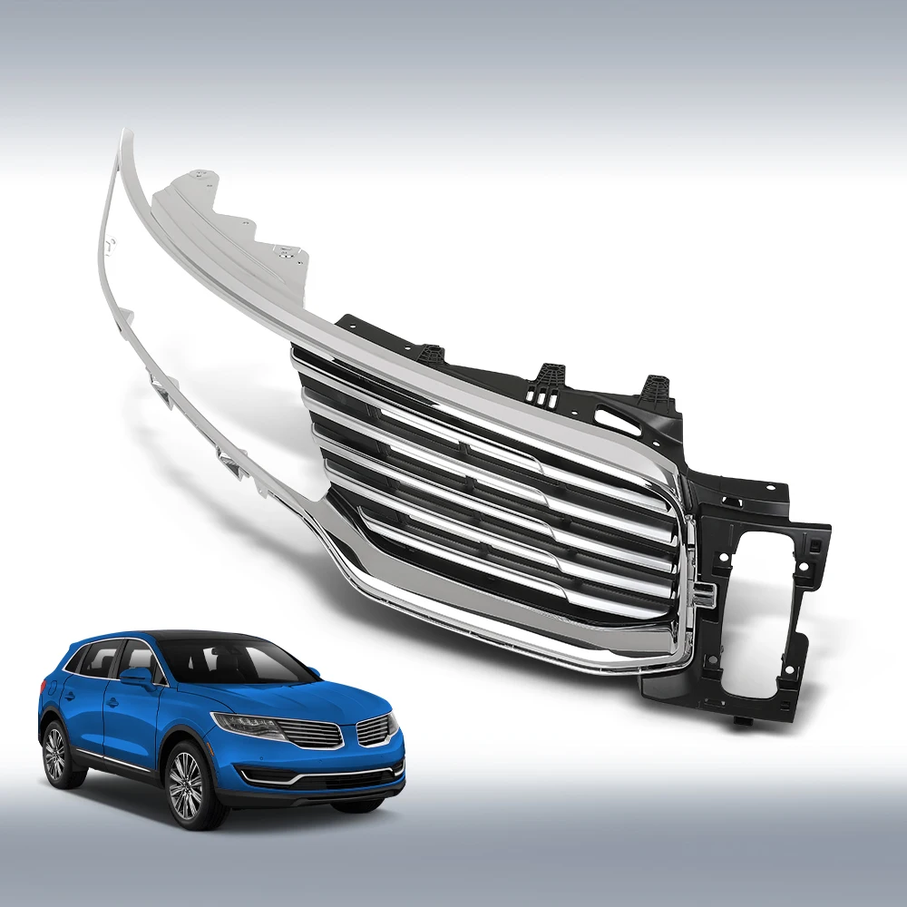 Front Grille Insert Passenger Side Right Side Suitable for 2016-2018 Lincoln Mkx Fo1200597 Fa1Z8200Aa Abs Chrome Durable Car Accessory