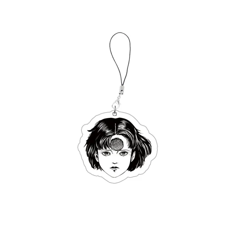 Junji Ito Phone Charm Keychain Acrylic Junji Ito Small Mobile Phone Chain KeyRing Accessories Fans Gifts