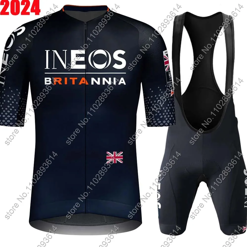 Maillot Ineos Grenadier Britannia 2024 Cycling Jersey Set Mens UK Short Sleeve Clothing Road Bike Suit Bicycle Shirt Bib Shorts