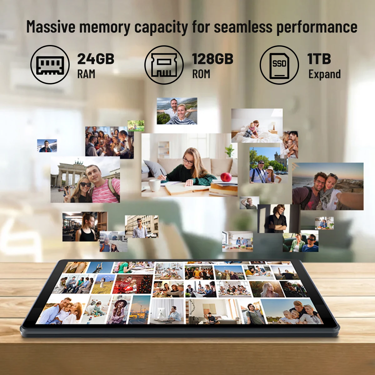 AEEZO 10.1인치 안드로이드 15 태블릿 A523 옥타코어 24GB+128GB/1TB 확장 1280x800 HD IPS 디스플레이 Wi-Fi6 5000mAh 배터리
