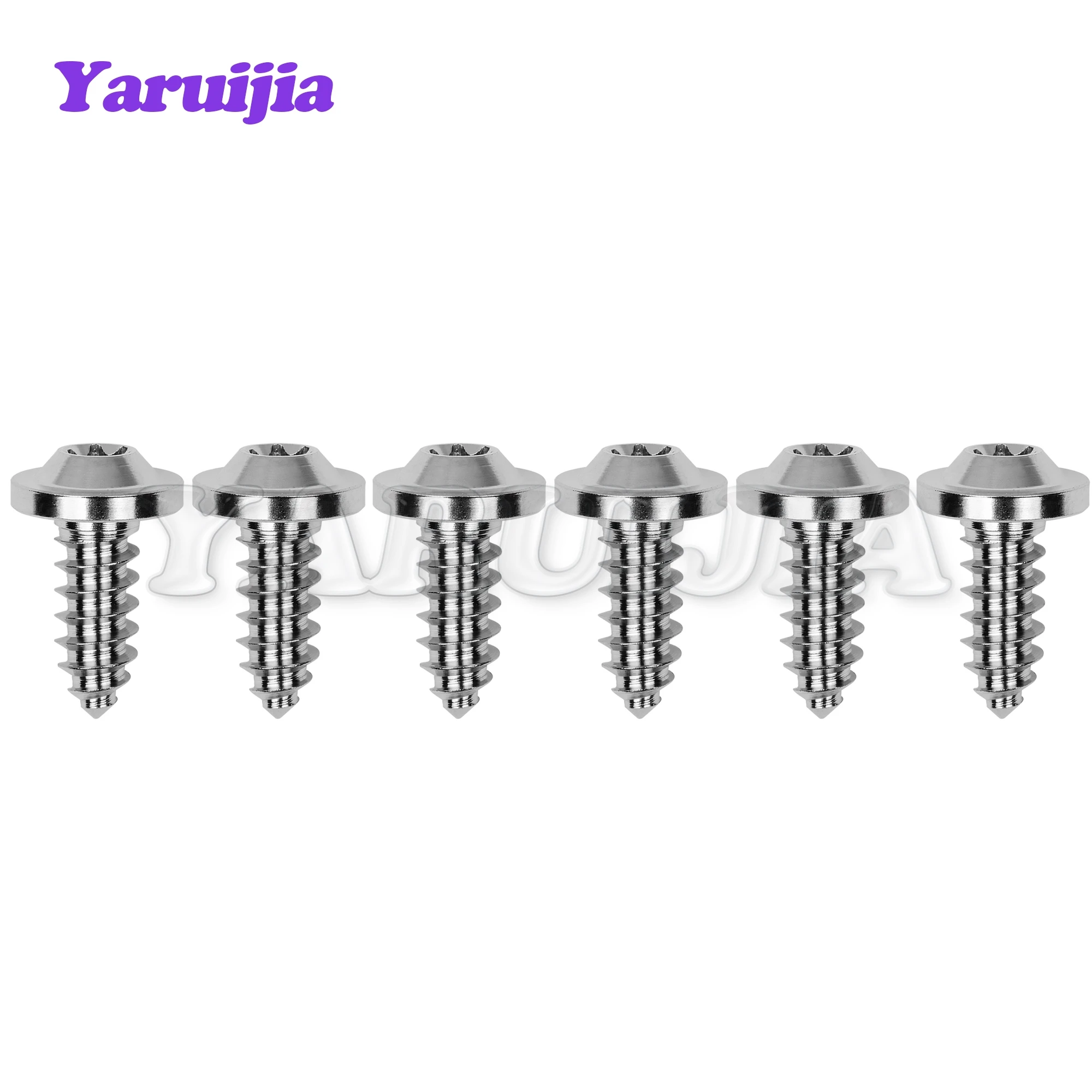 Yaruijia Titanium Bolt M4/M5/M6x15/17/20mm Torx Head Self-Tapping Button Screw for Motorcycle Bike Car 6pcs