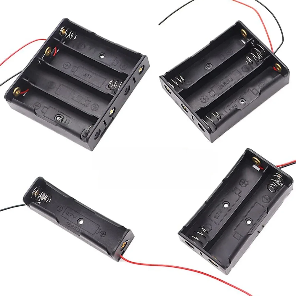 Boîte de support de batterie 18650, 3 pièces, 1 fente 3.7V, mallette de rangement de batterie 1/2/3/4 cellules, conteneur en plastique avec connexion de fils noirs et rouges