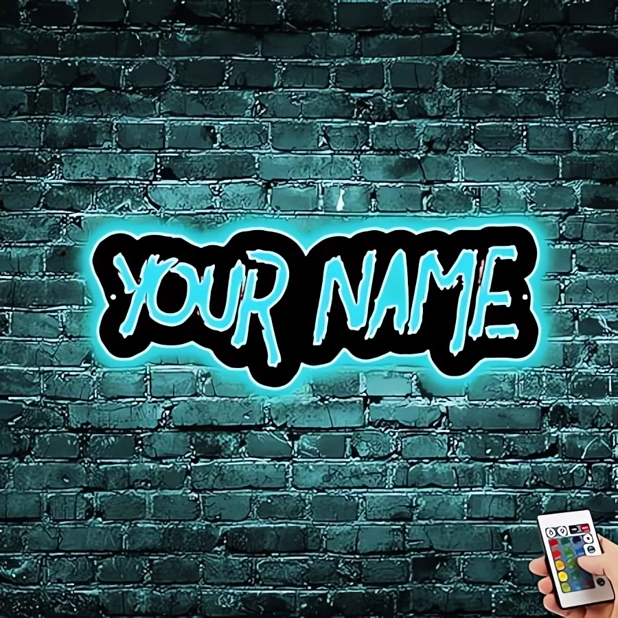 

Personalized Custom Name Neon Sign Custom Text Number LED Game Tag ID LED Sign for Wall Decor 16 Color Change Remote Control