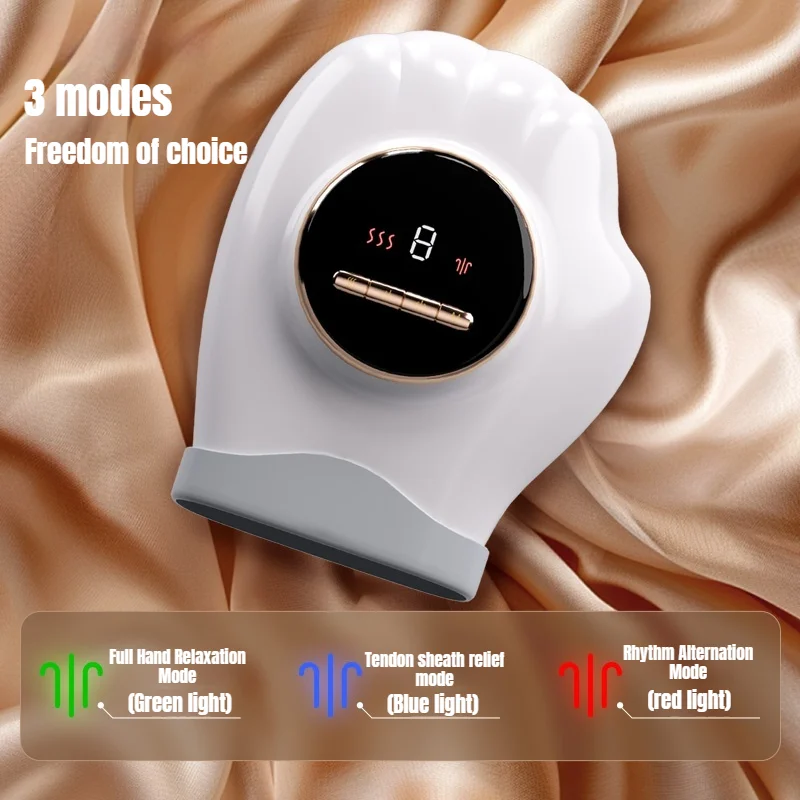 Jinkairui 공기압 손 마사지기 뜨거운 압축은 손의 피로를 완화합니다. 에어 웨이브 푸시 마사지 손가락 관절 홈 마사지기