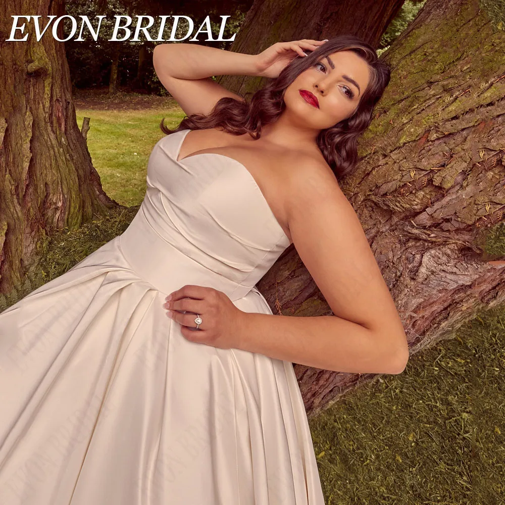 EVON BRIDAL Oversize Sweetheart Wedding Dress For Woman Sleeveless Satin A-Line Elegant Bridal Gowns Custom Made Robe De Mariée