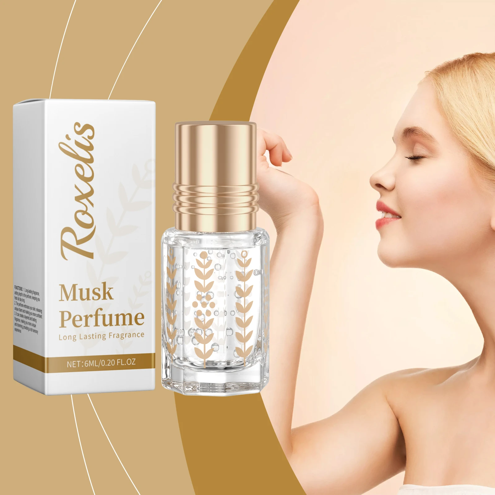 

Roxelis Musk Perfume Натуральная свежая стойкая формула Элегантный цветочный очаровательный легкий аромат Ежедневный шарикоподшипник Портативный парфюм