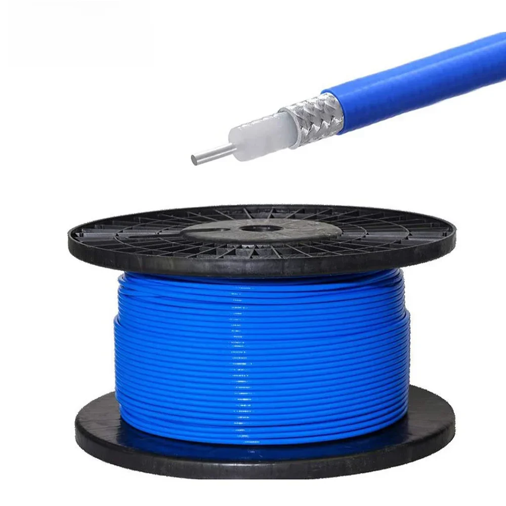 Connecteur de câble Coaxial RG402, Semi-rigide, Flexible, queue de cochon coaxiale 0.141 pouces avec gaine bleue, adaptateur Coaxial RF 1M 2M 5M 10M
