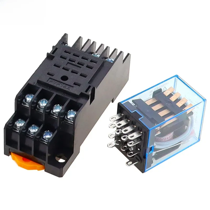 1Pc MY4NJ Elektroniczny mikro-mini przekaźnik elektromagnetyczny 5A 14PIN Cewka 4DPDT z gniazdem PYF14A DC/AC 12V 24V 36V 48V 110V 220 — zdjęcie 2