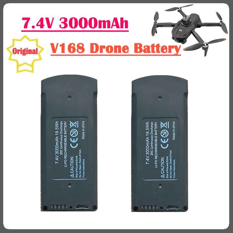 Baterias de grande capacidade para GPS Drone, 7.4V, 3000mAh, 20C, V168