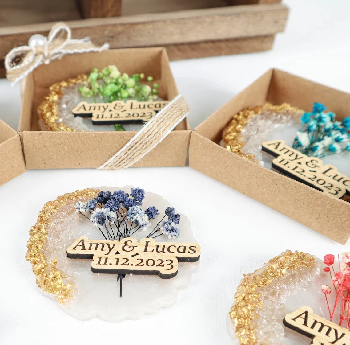 Wedding Favors for Guests in Bulk,Epoxy Resin Magnet Wedding Favors, Bridal Shower Favors, Birthday Magnet Favor, Shower Favors,