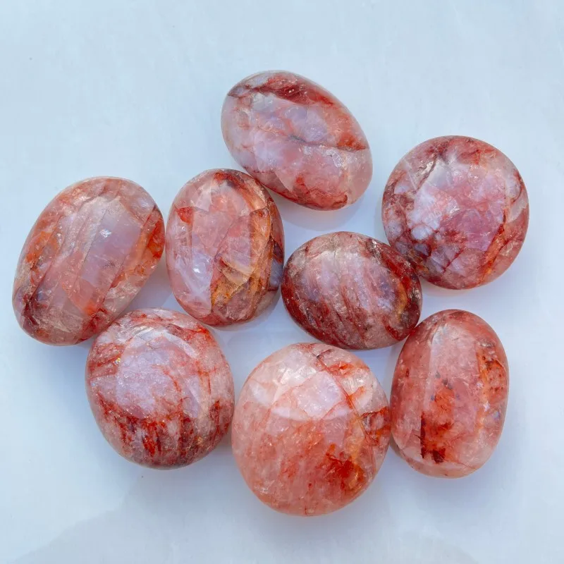 Natural Fire Quartz Palm Stone Hematite Quartz Crystal for Healing Stress Relief Emotional Balance Energy Cleansing