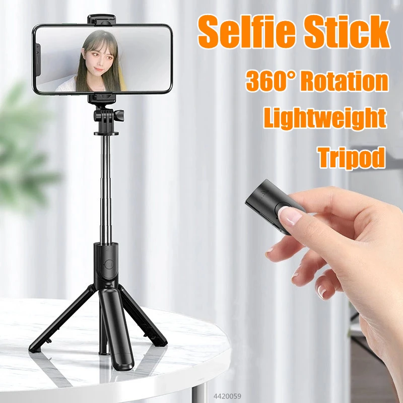 Roreta-Foldable Wireless Bluetooth Selfie Stick, tripé com obturador Bluetooth, monopé de aço inoxidável para todo o telefone, novo, 2022