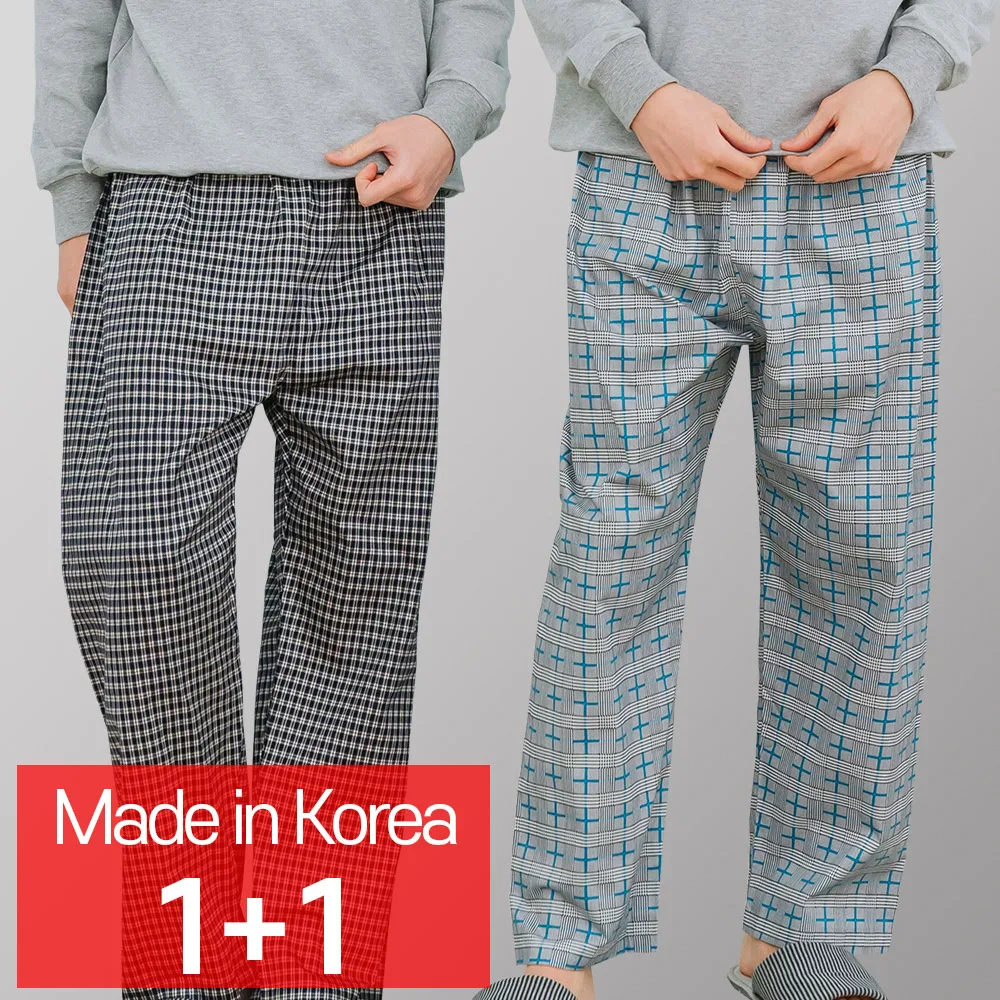 [CALL RA S](1+1 2 pieces) Men's check pajamas/indichekeu+sibjabeulluchekeu/Korean domestic/special cotton/pajamas  //night wear/sleepwear/couple pajamas