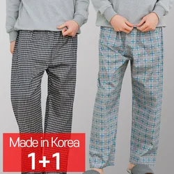 [콜라에스](1+1 2매) 남성 9부 체크파자마/인디체크+십자블루체크/한국 국내산/특면/잠옷