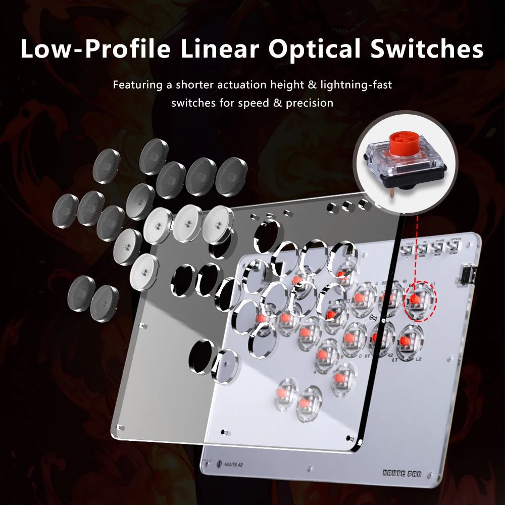 Haute42 Joystick Hitbox Keyboard Arcade Stick Controller dla PS4/PS5/Switch Arcade Hitbox Leverless Controller Fight Sticks PC