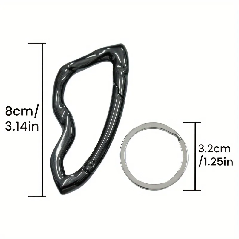 Irregular Shaped Keychain Pendant with Alloy Lock Buckle and Keyring Suitable for Wearing, Matching Bag Pendant, Trendy Hip-hop