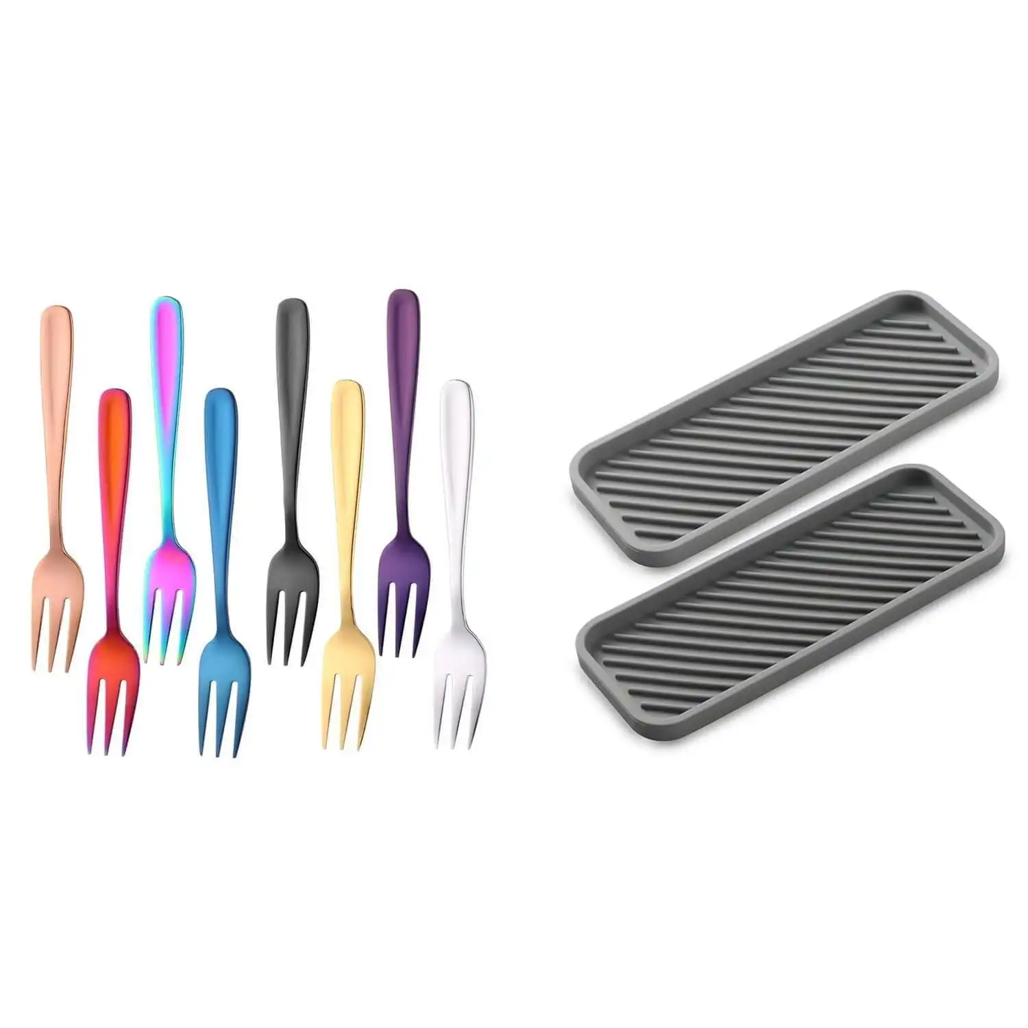 

Salad Forks, Stainless Forks & Sponge Holder For Kitchen Sink,Kitchen Sink Organizer, Dinner Forks, Appetizer Fork(10 Pcs)