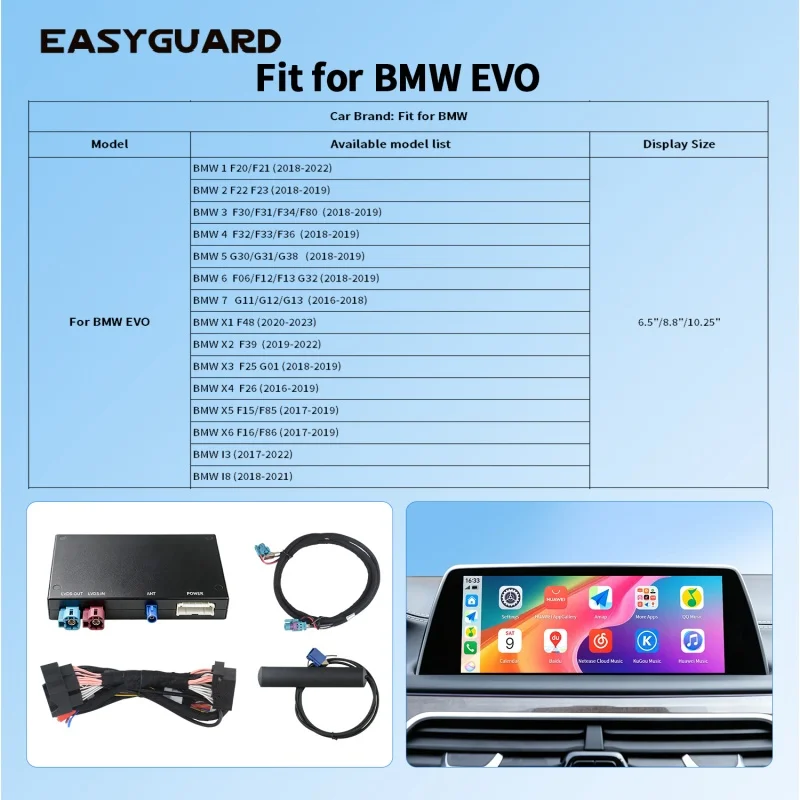 EASYGUARD Wireless Android Auto Decoder Carplay Box For BMW EVO F20 F21 F22 F23 F30 F31 F34 F80 F32 F33 G30 G31 G38 G11 G12 G13