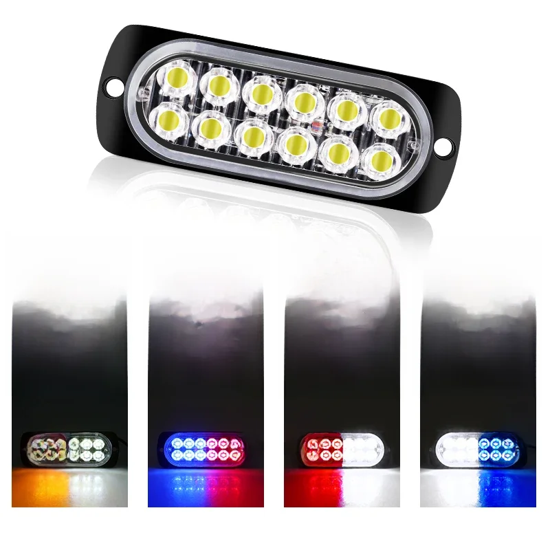 12-24V Emergency Alarm Strobe Truck Side Marker Stroboscope Blinking Amber LED Warning Light Bar Police Flash for Car&Vehicles