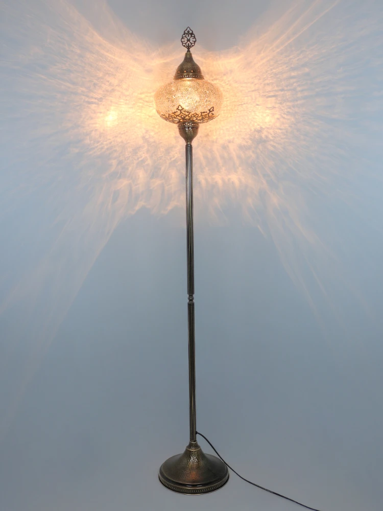 Turkish Floor Lamp Cracked Pattern Glass Standing Lights