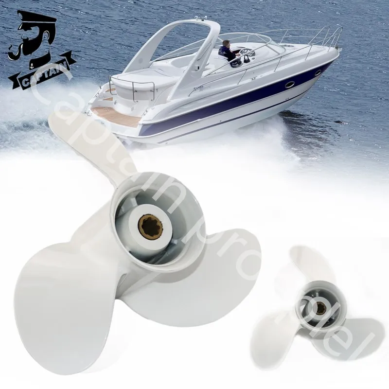 Capitaine Hélice 9 1/4x10 63V-45952-10-EL Pied Hors Bord Yamaha Moteurs 9.9 HP F9.9 15HP F15C F15 F20 En Aluminium 8 Dents Spline