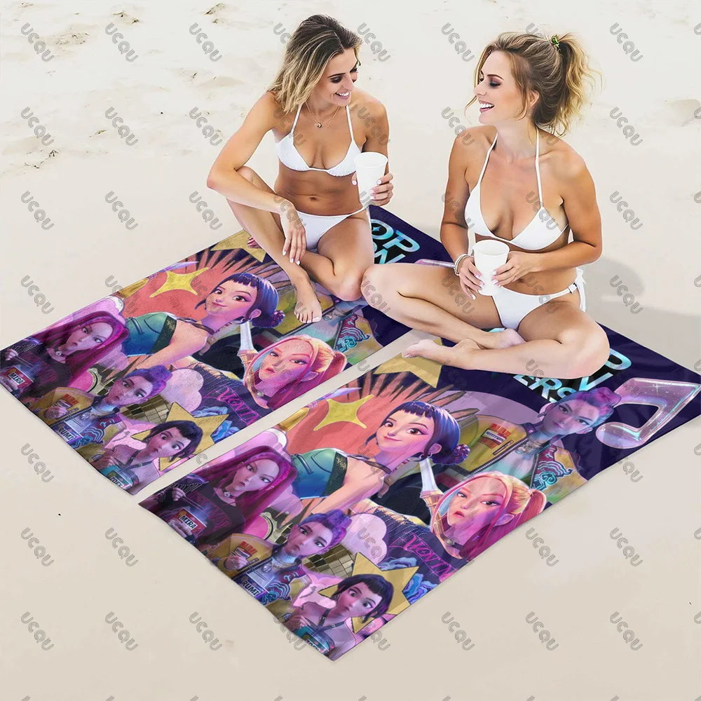 KPop شيطان الصيادين عيد ميلاد مناشف السباحة حمام في الهواء الطلق الموسيقى عاشق منشفة الشاطئ التجفيف السريع هدية النساء فتاة أطفال بنين المشجعين #3