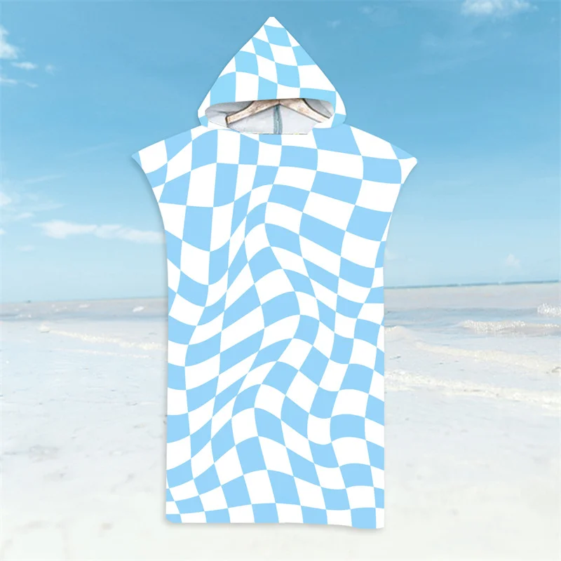 Lattice and Stripe Hot selling adult Hooded Bath Towel Microfiber Woman Shawl Beach Quick Drying Bathrobe Cloak Beach Bathrobe