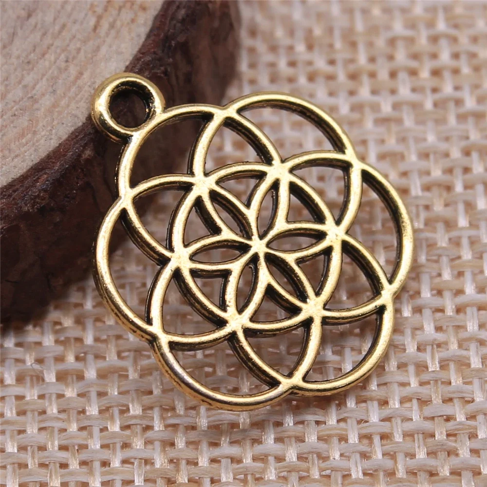 WYSIWYG 10 sztuk 25x20mm mały kwiat Charms dla tworzenia biżuterii Hollow kwiat życia Charms kwiat życia urok — zdjęcie 2