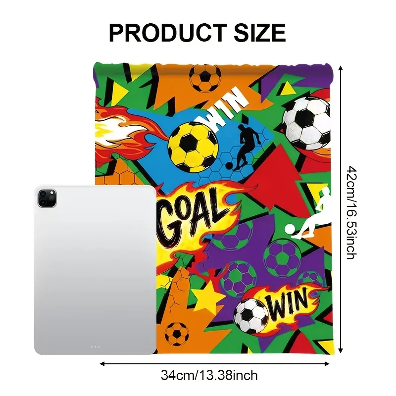 1PcsFootball Drawstring Bag for Sports, Colorful 