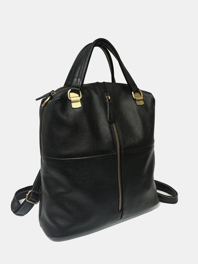 Zency Anti-Theft Vintage Women\'s Genuine Leather Outdoor Backpacks Large School Bag Designer Travel Satchel Shoulder Crossbody