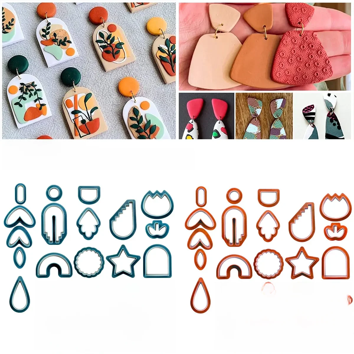 24 sztuki DIY Clay Earring Cutters Set Plastikowe frezy do gliny polimerowej Ręcznie robiony zestaw różnych rozmiarów i kształtów Forma do cięcia kolczyków z gliny — zdjęcie 2