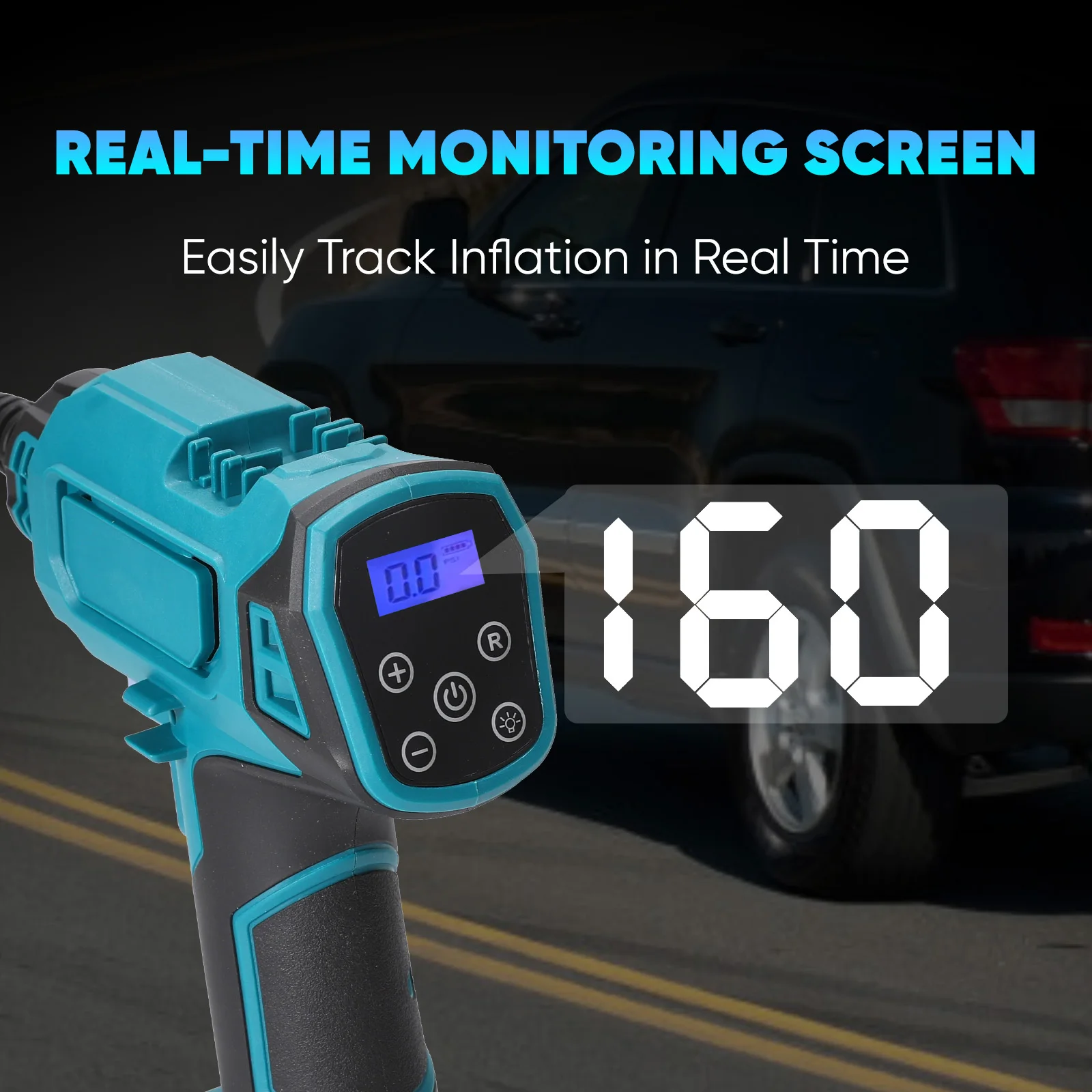 مضخة هواء كهربائية لاسلكية قابلة لإعادة الشحن لإطارات السيارة منفاخ تلقائي محمول ضاغط هواء منزلي لبطارية ماكيتا 18 فولت #4