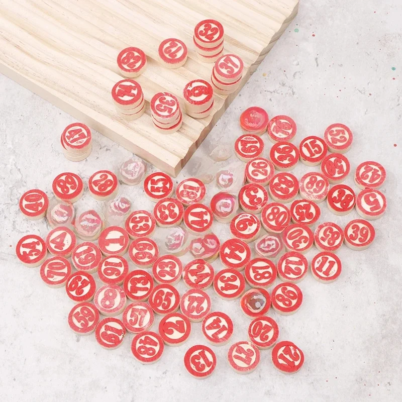 Plaques de rechange en bois de luxe pour jeu de bingo, cadeau idéal pour les amis et la famille, lot de 90 pièces