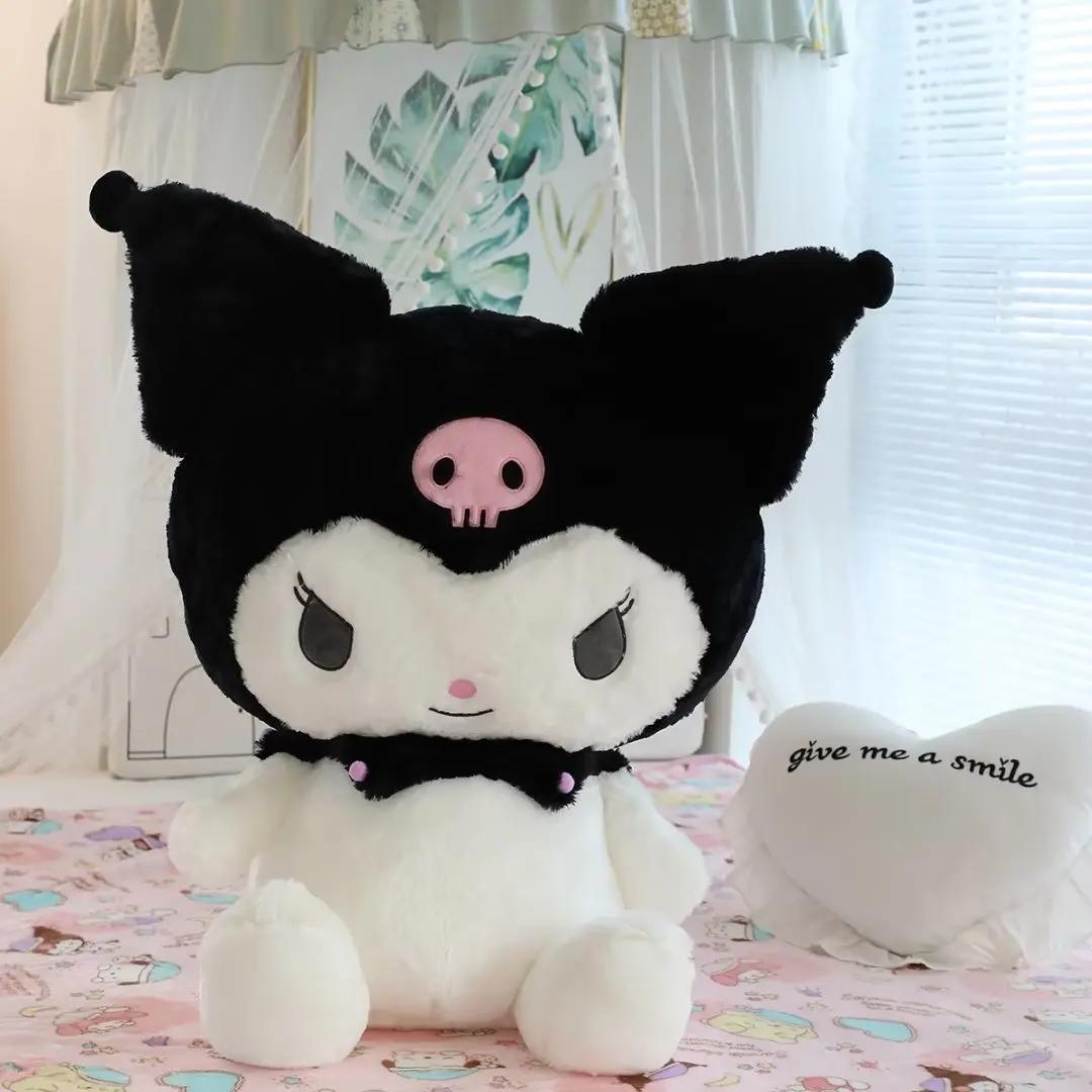 Big Size Sanrio Kuromi Plush Toys Kawaii Stuffed Kuromi Plush Doll Anime Cartoon Ragdoll Dol Home Decor Girls&kids Kid Gift