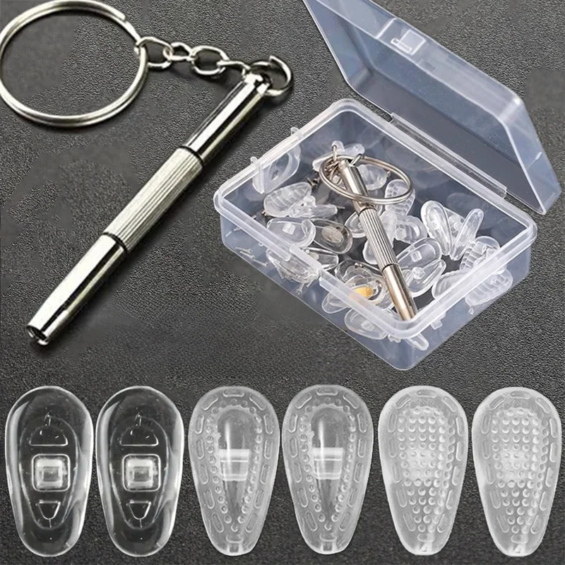 Óculos nariz almofadas com chave de fenda macio oval silicone câmara de ar óculos anti-deslizamento