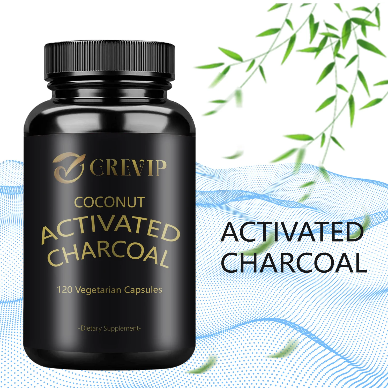 Activated Coconut Charcoal Supplement - Promote Intestinal Detoxification, Relieve Gas & Bloating - 120 Capsules