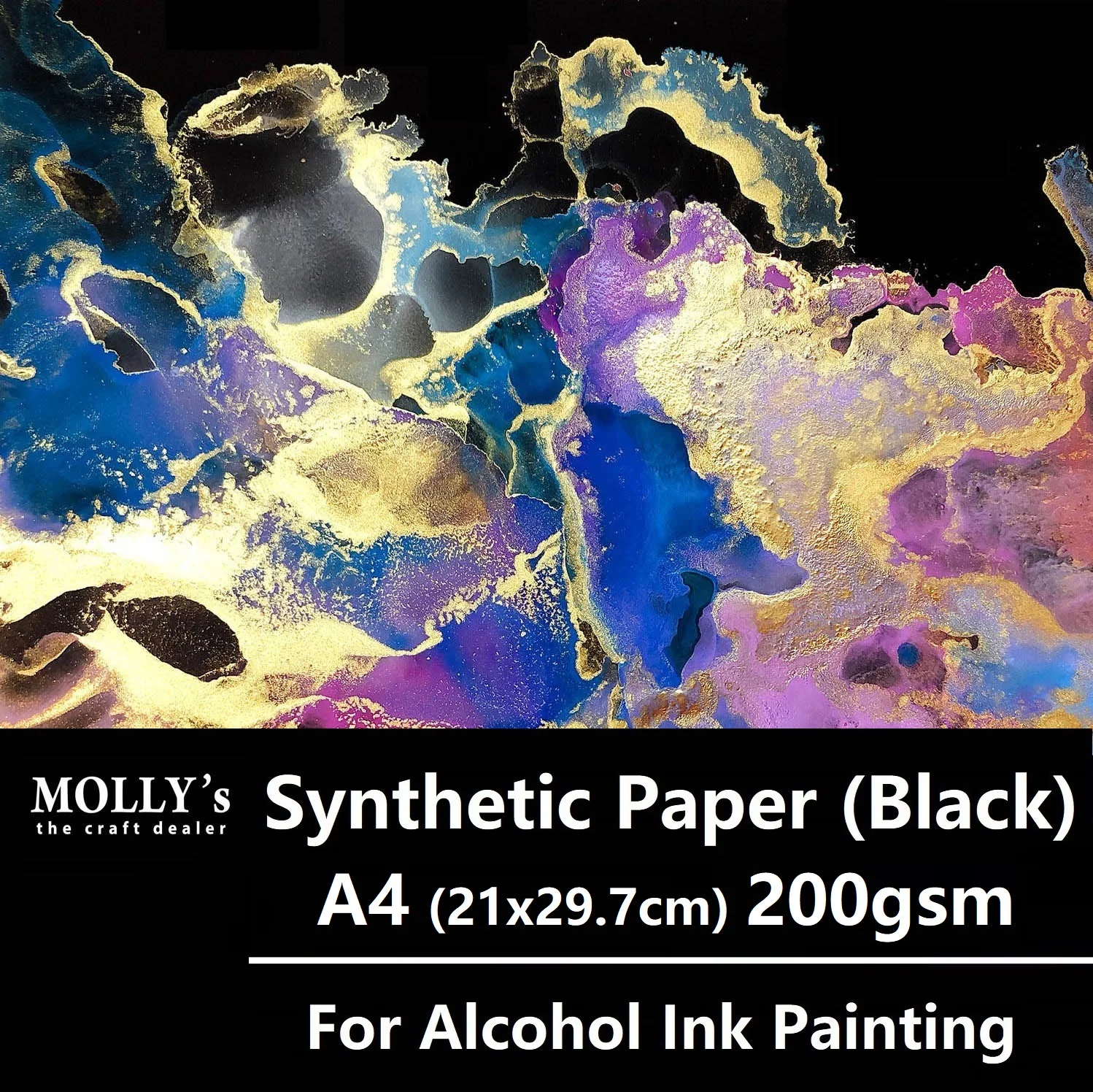 Alcohol Ink Paper A4 Black Smooth Synthetic Paper Yupo For Alcohol Ink Painting Artwork Decoration, DIY Craft Home Decor