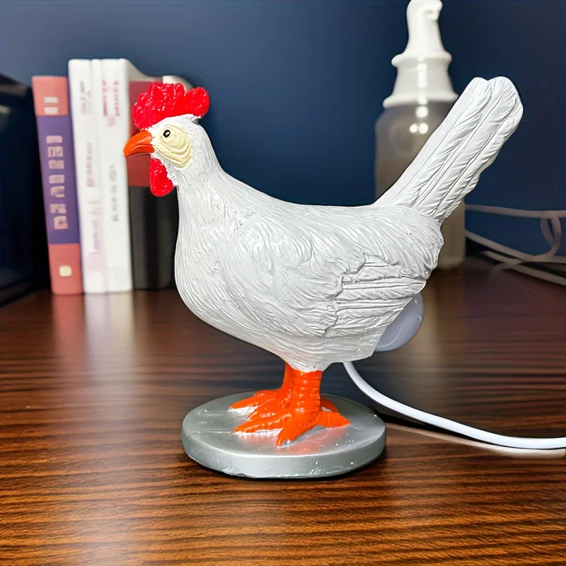 Simulazione White Egg Rooster Night Lamp novità Cute Resin Desktop Ornament Led Home Decoration Party Holiday Gift Light