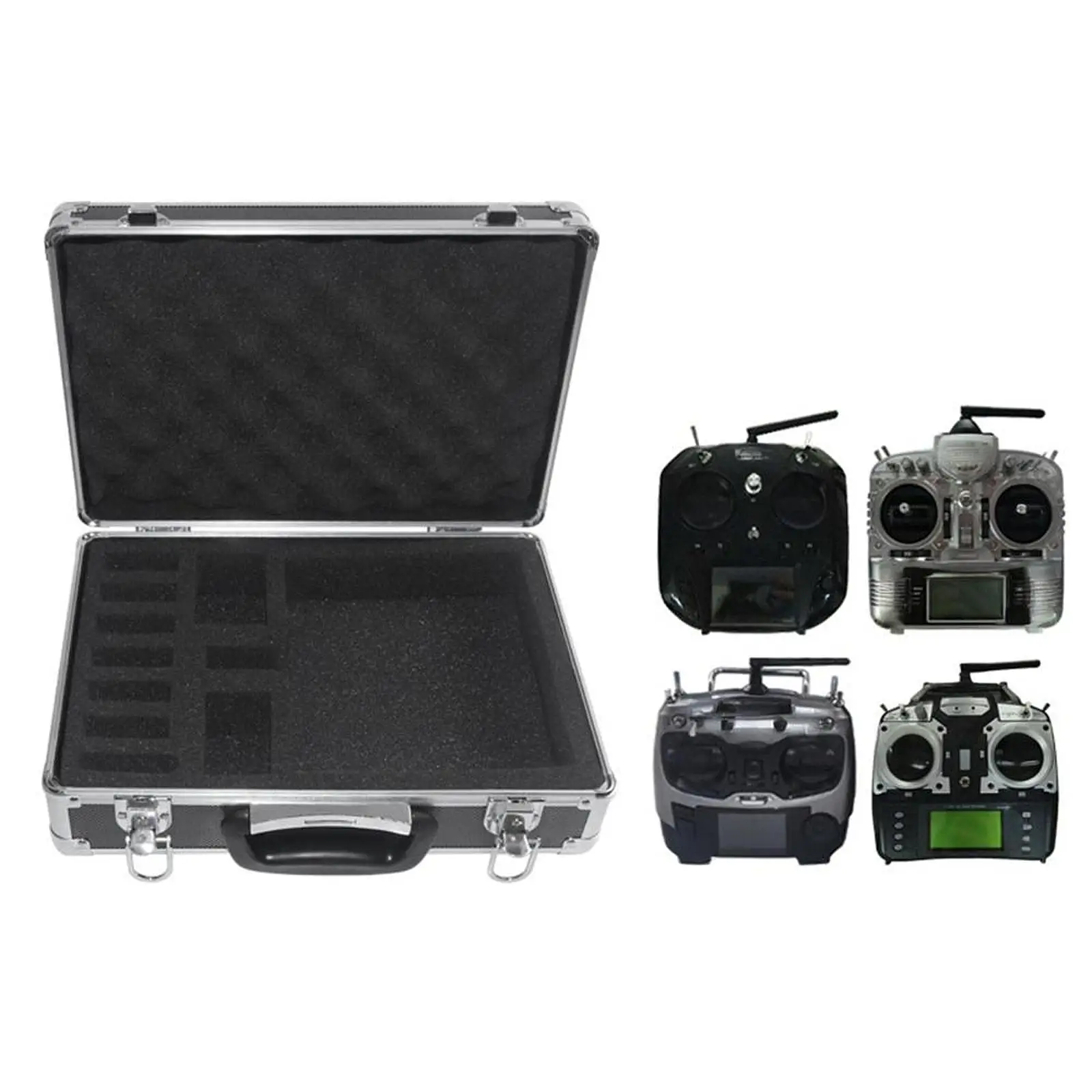 RC Airplane Transmitter Case Aluminum Sturdy RC Plane Remote Controller Storage Bag Waterproof for JR FUTABA FLYSKY Universal