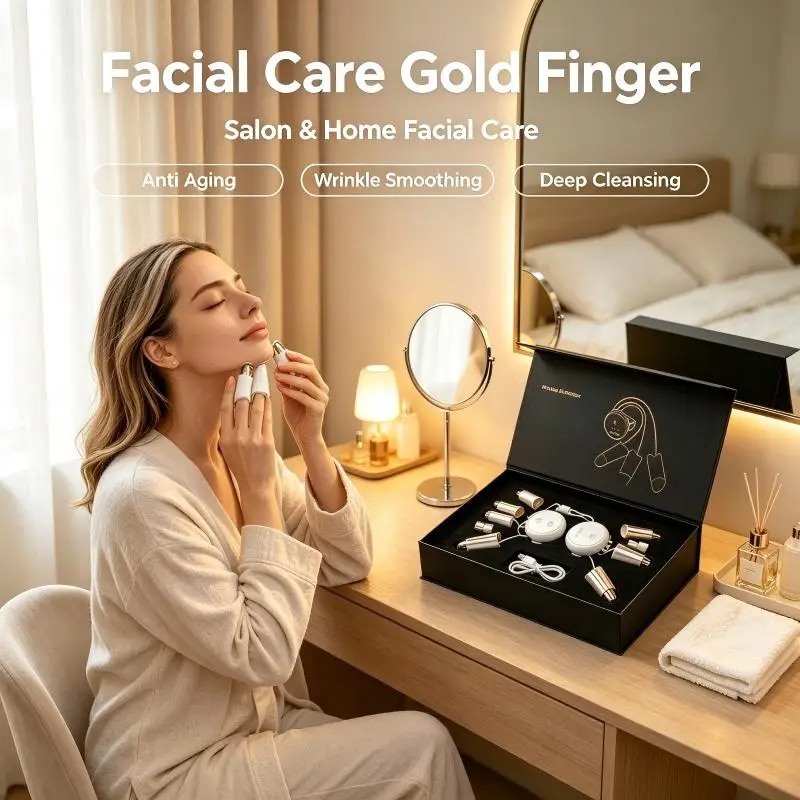 Microcurrent Facial Care Gold Finger Face Lifting Wrinkle Smoothing Machine Neck Eye Area Massage Device Home Use Skin Care Tool