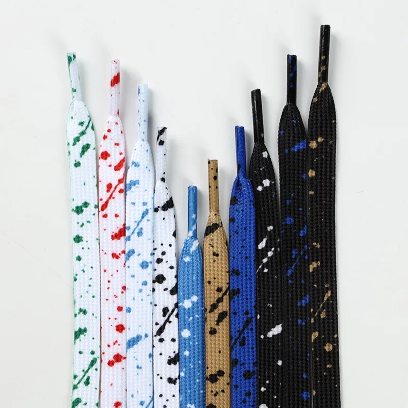 Lacets plats d'impression d'encre d'impression de dorure, lacets colorés peints à la main pour baskets, lacets de chaussures de basket-ball pour AF1